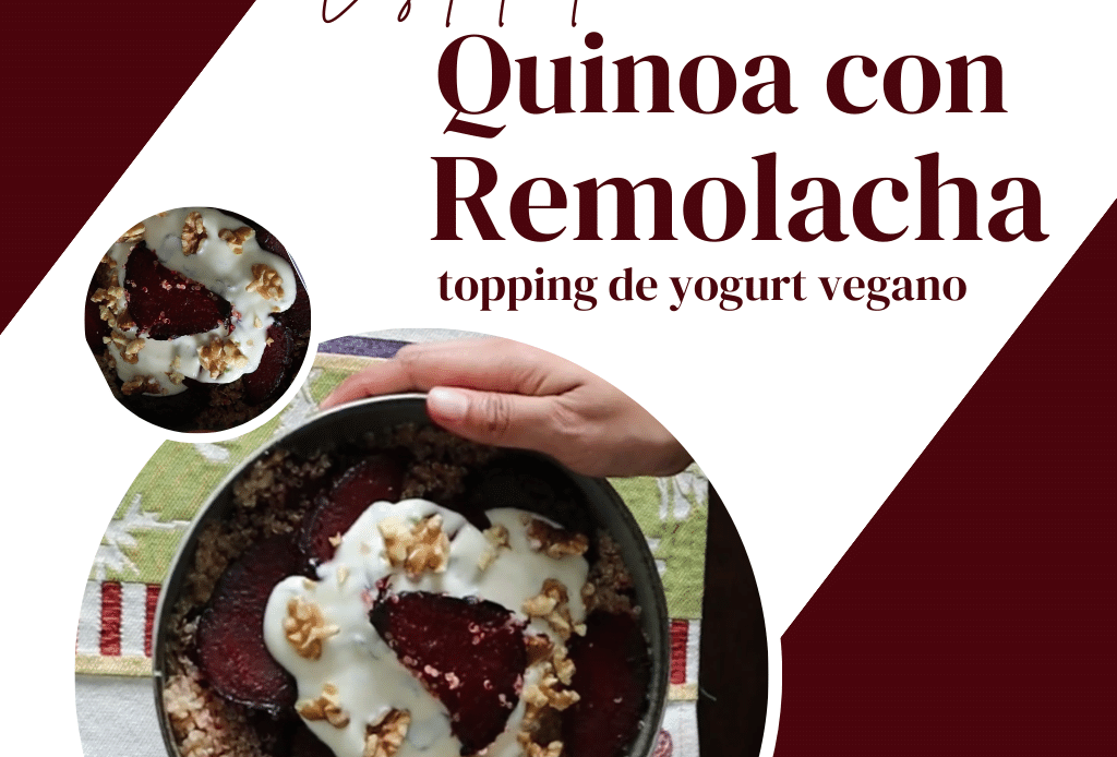 Ensalada de quinoa con remolacha y topping de yogurt vegano